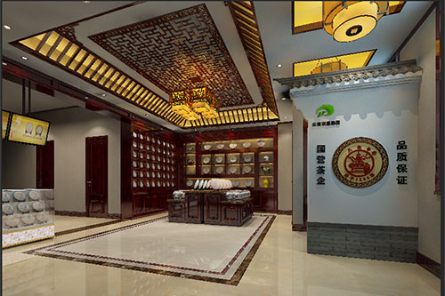吴桥古朴典雅的中式茶叶店大堂设计效果图